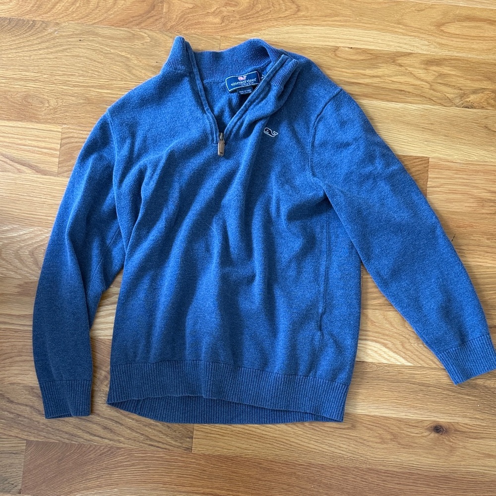 Vineyard Vines Boys blue quarter Zip-Up Sweater